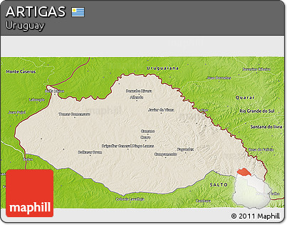 Shaded Relief 3D Map of ARTIGAS, physical outside