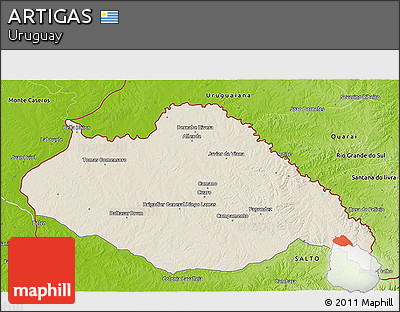 Shaded Relief 3D Map of ARTIGAS, physical outside