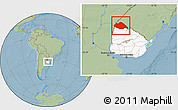 Savanna Style Location Map of ARTIGAS, highlighted country, within the entire country, hill shading