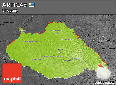 Physical Map of ARTIGAS, darken, desaturated