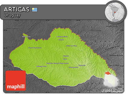 Physical Map of ARTIGAS, darken, desaturated