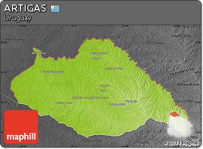 Physical Map of ARTIGAS, darken, desaturated