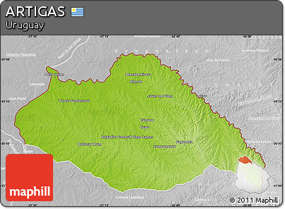 Physical Map of ARTIGAS, lighten, desaturated