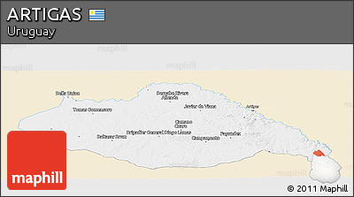 Classic Style Panoramic Map of ARTIGAS, single color outside