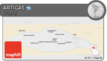 Classic Style Panoramic Map of ARTIGAS, single color outside