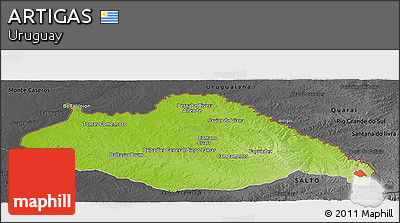 Physical Panoramic Map of ARTIGAS, darken, desaturated