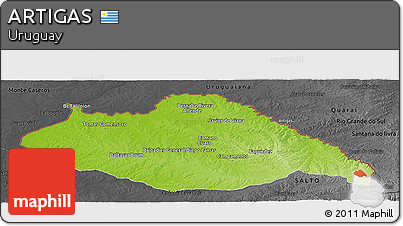 Physical Panoramic Map of ARTIGAS, darken, desaturated
