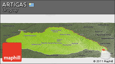 Physical Panoramic Map of ARTIGAS, darken, semi-desaturated