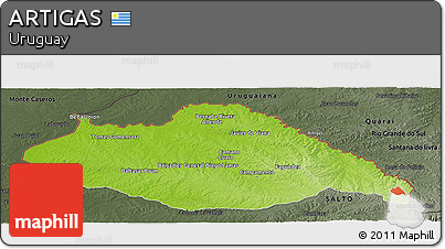 Physical Panoramic Map of ARTIGAS, darken, semi-desaturated