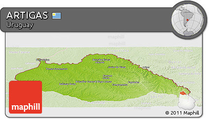 Physical Panoramic Map of ARTIGAS, lighten