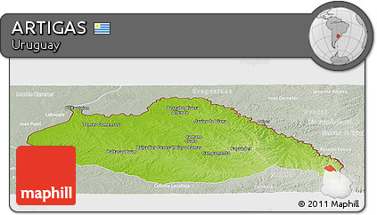 Physical Panoramic Map of ARTIGAS, lighten, semi-desaturated