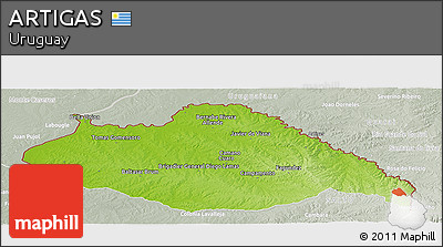Physical Panoramic Map of ARTIGAS, lighten, semi-desaturated