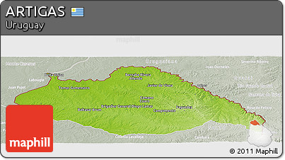 Physical Panoramic Map of ARTIGAS, lighten, semi-desaturated