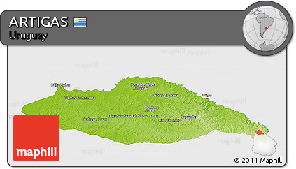 Physical Panoramic Map of ARTIGAS, single color outside