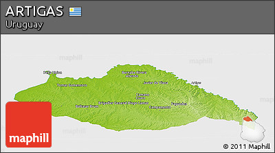 Physical Panoramic Map of ARTIGAS, single color outside