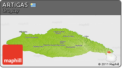 Physical Panoramic Map of ARTIGAS, single color outside