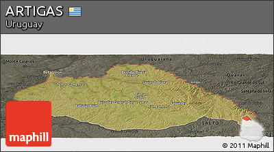 Satellite Panoramic Map of ARTIGAS, darken, semi-desaturated
