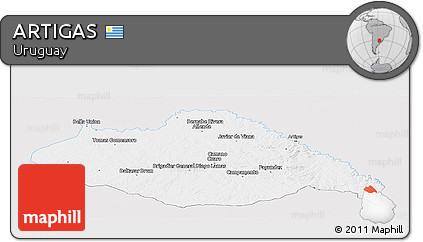 Silver Style Panoramic Map of ARTIGAS, single color outside