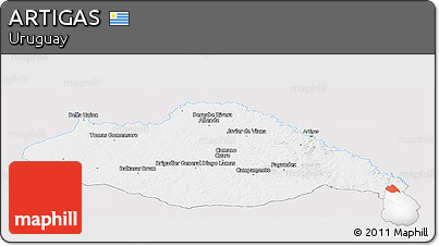 Silver Style Panoramic Map of ARTIGAS, single color outside