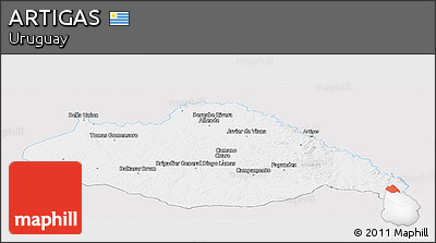Silver Style Panoramic Map of ARTIGAS, single color outside