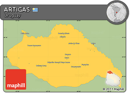 Savanna Style Simple Map of ARTIGAS, single color outside