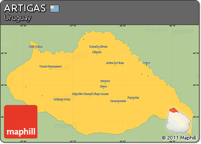 Savanna Style Simple Map of ARTIGAS, single color outside