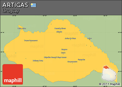 Savanna Style Simple Map of ARTIGAS, single color outside