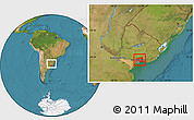 Satellite Location Map of CANELONES, within the entire country