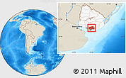 Shaded Relief Location Map of CANELONES, highlighted country