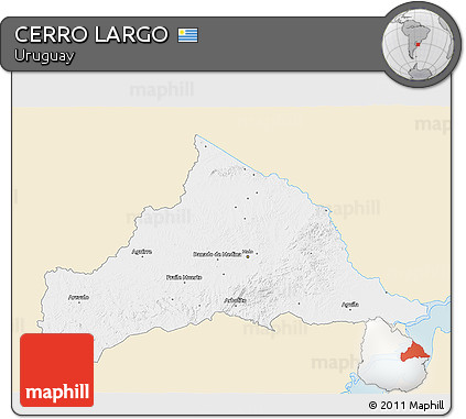 Classic Style 3D Map of CERRO LARGO, single color outside