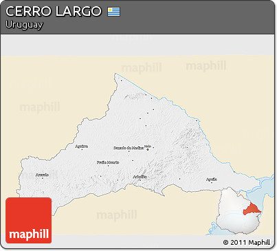 Classic Style 3D Map of CERRO LARGO, single color outside