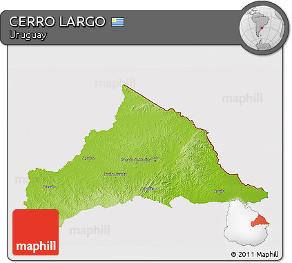 Physical 3D Map of CERRO LARGO, cropped outside