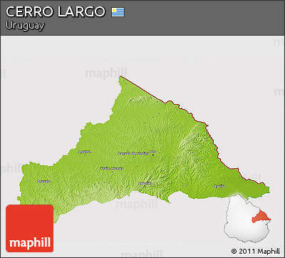 Physical 3D Map of CERRO LARGO, cropped outside