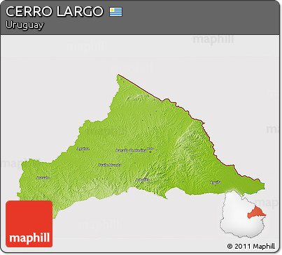 Physical 3D Map of CERRO LARGO, cropped outside