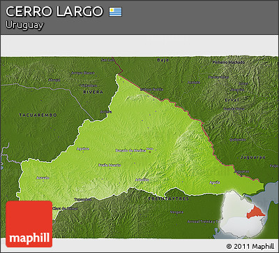 Physical 3D Map of CERRO LARGO, darken