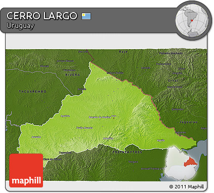 Physical 3D Map of CERRO LARGO, darken