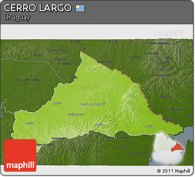 Physical 3D Map of CERRO LARGO, darken