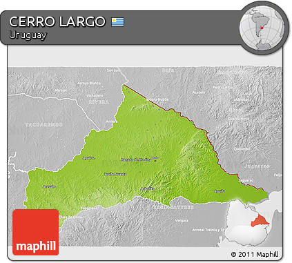 Physical 3D Map of CERRO LARGO, lighten, desaturated