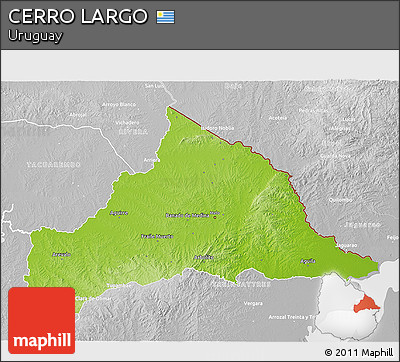 Physical 3D Map of CERRO LARGO, lighten, desaturated