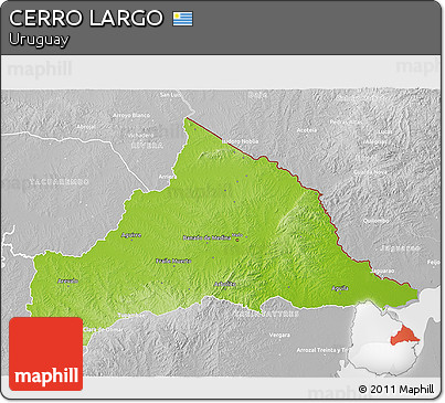 Physical 3D Map of CERRO LARGO, lighten, desaturated