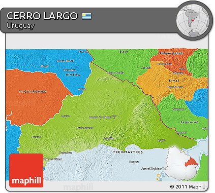 Physical 3D Map of CERRO LARGO, political outside