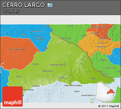 Physical 3D Map of CERRO LARGO, political outside
