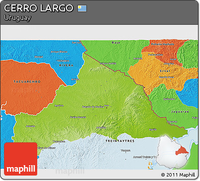 Physical 3D Map of CERRO LARGO, political outside