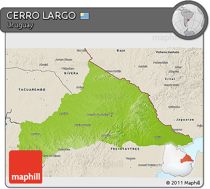 Physical 3D Map of CERRO LARGO, shaded relief outside