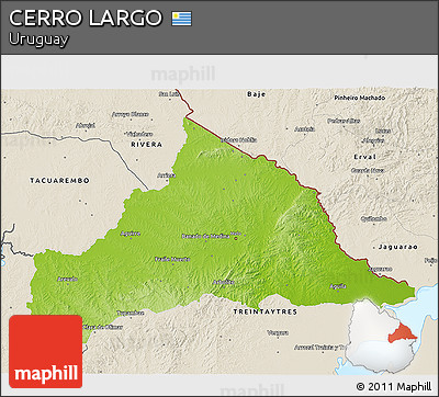 Physical 3D Map of CERRO LARGO, shaded relief outside
