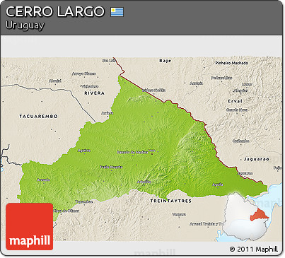 Physical 3D Map of CERRO LARGO, shaded relief outside