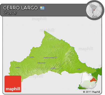 Physical 3D Map of CERRO LARGO, single color outside