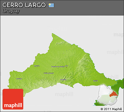 Physical 3D Map of CERRO LARGO, single color outside