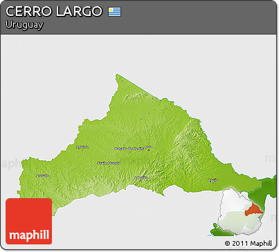 Physical 3D Map of CERRO LARGO, single color outside