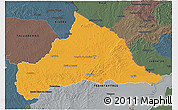 Political 3D Map of CERRO LARGO, darken, semi-desaturated